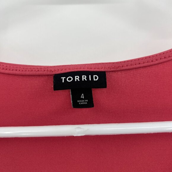 Torrid Pink Bubble Sleeve V-Neck Blouse Women's 4X - Picture 2 of 5